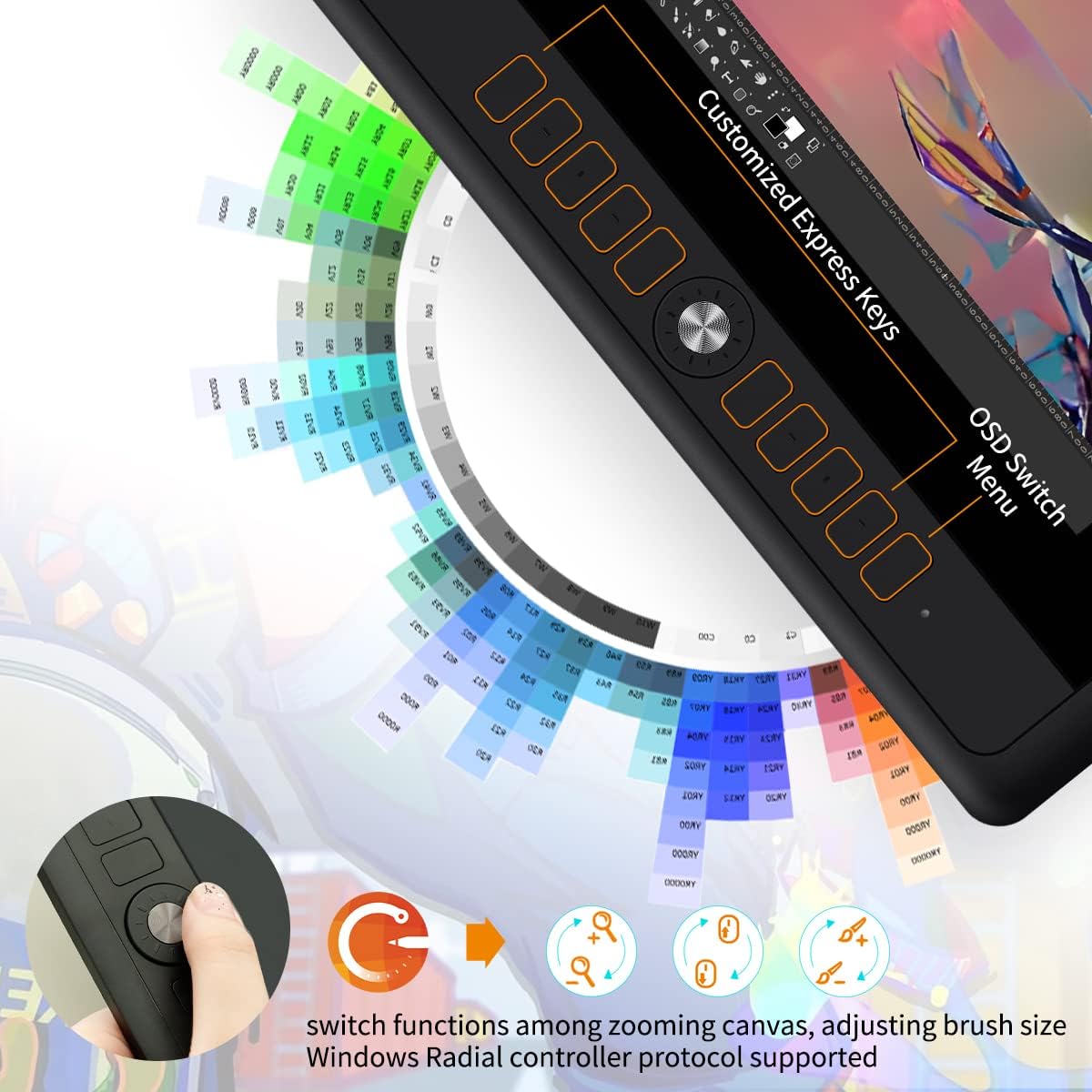 GAOMON PD156Pro - 15.6' Drawing Tablet with Screen Full-Laminated 120% sRGB Pen Display with Dial Key & 10 Hotkeys, Battery-Free Stylus Art Tablet for Digital Drawing, Anime, Sketch, Graphic Design