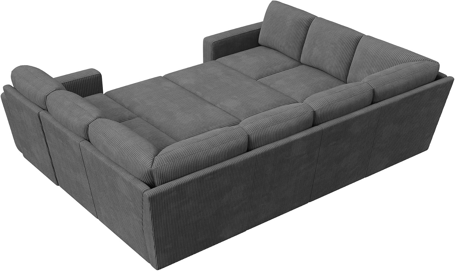 HONBAY Modular Sectional Pull Out Couch Bed, Corduroy Sleeper Sofa with Storage Seats, Oversized U Shaped Sectional Couches for Living Room, Dark Grey