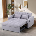 Antetek Sleeper Sofa Couch Bed with USB & Type C Port, Modern 3-in-1 Convertible Velvet Pull Out Loveseat Futon Sofa w/Phone Holder for Living Room Apartment, Adjustable Backrest, Light Grey