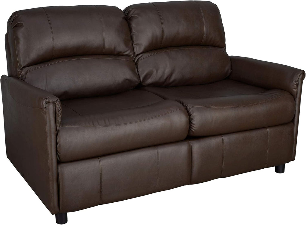 RecPro Charles Collection 60' RV Hide A Bed Loveseat With Memory Foam Mattress - Sleeper Sofa, Pull Out Couch, Living Room (Slideout) Furniture - Chestnut