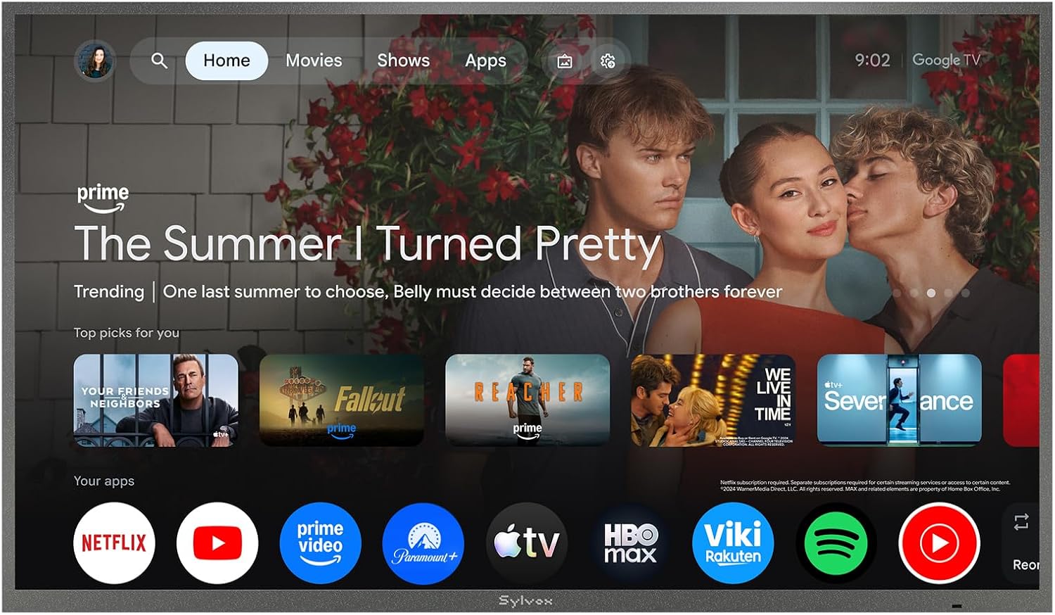 SYLVOX Outdoor TV, 43 inch Full Sun Smart Outdoor TVs, Weatherproof 2000 Nits High Brightness IP56 Waterproof, 4K TV for Outside WiFi Bluetooth Voice Assistant Chromecast (Pool Pro 3.0)