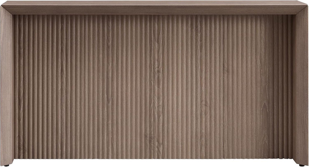 Henn&Hart 56' Fluted Wooden Rectangular Console Table Ribbed Entryway Table, Sofa Table for Entryway, Living Room, Couch, Hallway, or Office, Weathered Gray