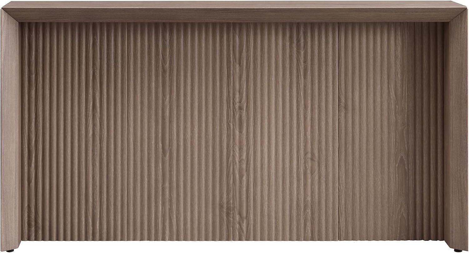 Henn&Hart 56' Fluted Wooden Rectangular Console Table Ribbed Entryway Table, Sofa Table for Entryway, Living Room, Couch, Hallway, or Office, Weathered Gray