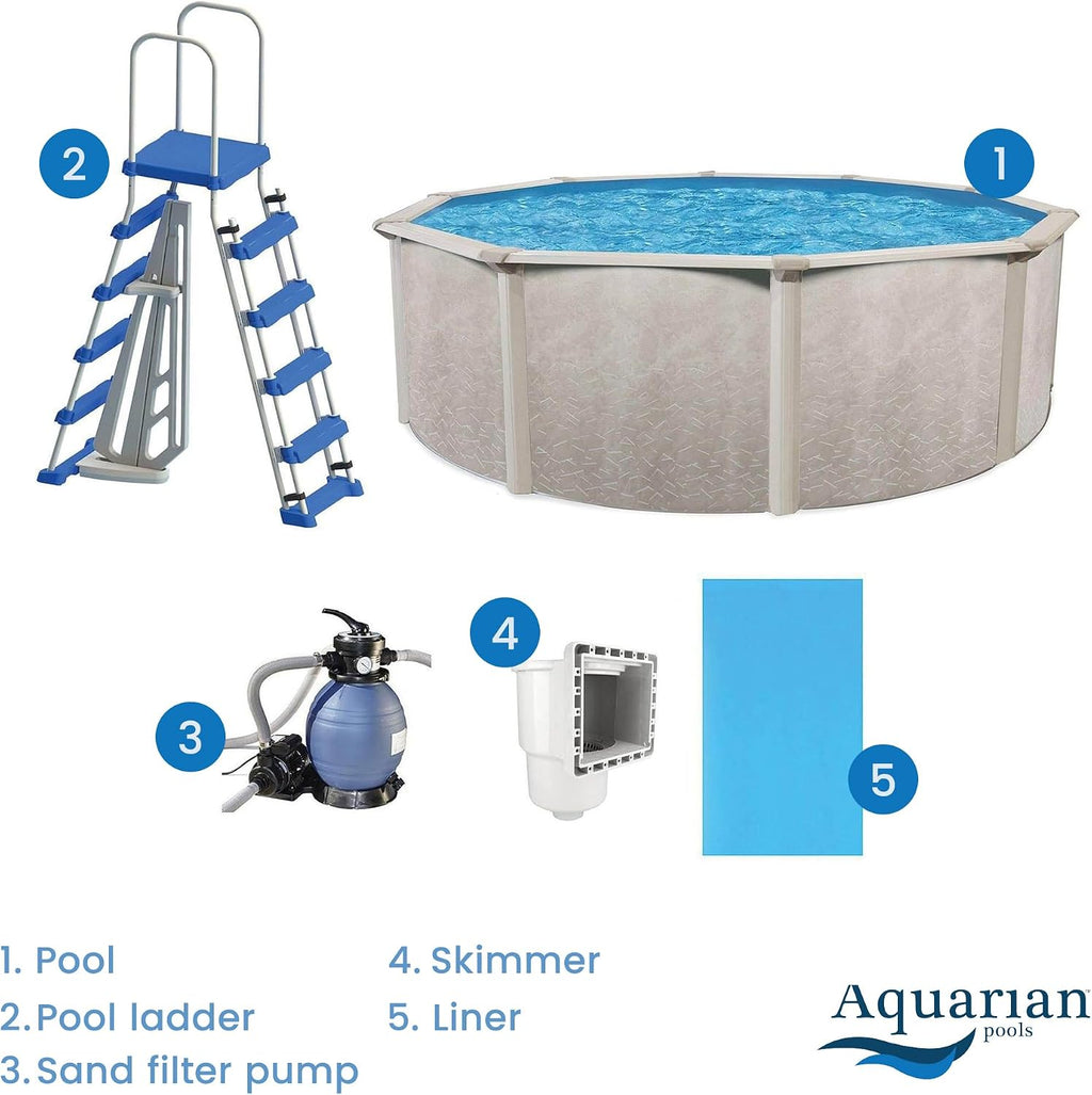 Aquarian Steel-Frame Above-Ground Pool Kit w/ Sand Filter & Pump, Phoenix, 15'