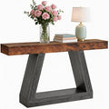 55 Inches Console Table, Sofa Table Behind Couch, 2-Tier Wooden Entry Tables for Entryway Foyer Hallway, Industrial Console Tables with Open Storage Shelf for Living Room