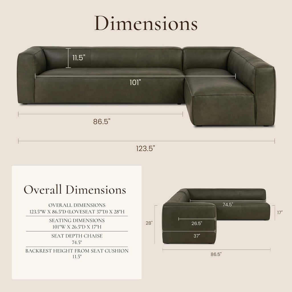 Poly & BARK Piazza Reversible Corner Sectional Sofa in Olivine Green