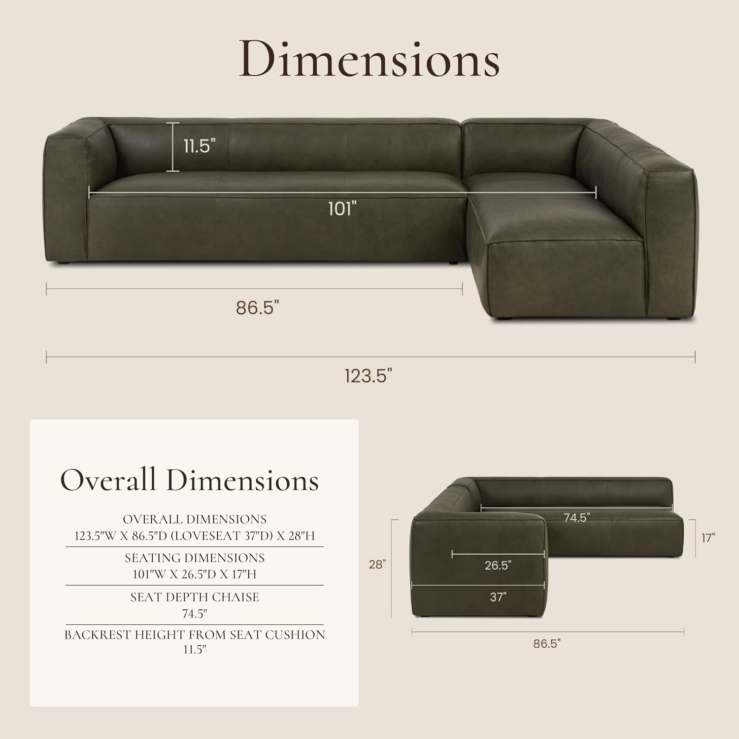 Poly & BARK Piazza Reversible Corner Sectional Sofa in Olivine Green