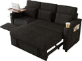 Queen Sectional Sleeper Sofa with Reclining Chair, Multi-Functional 3-Seater Couch with Pull Out Bed, Feature Cup Holder, Laptop Table and USB Port for Living Room, Apartment