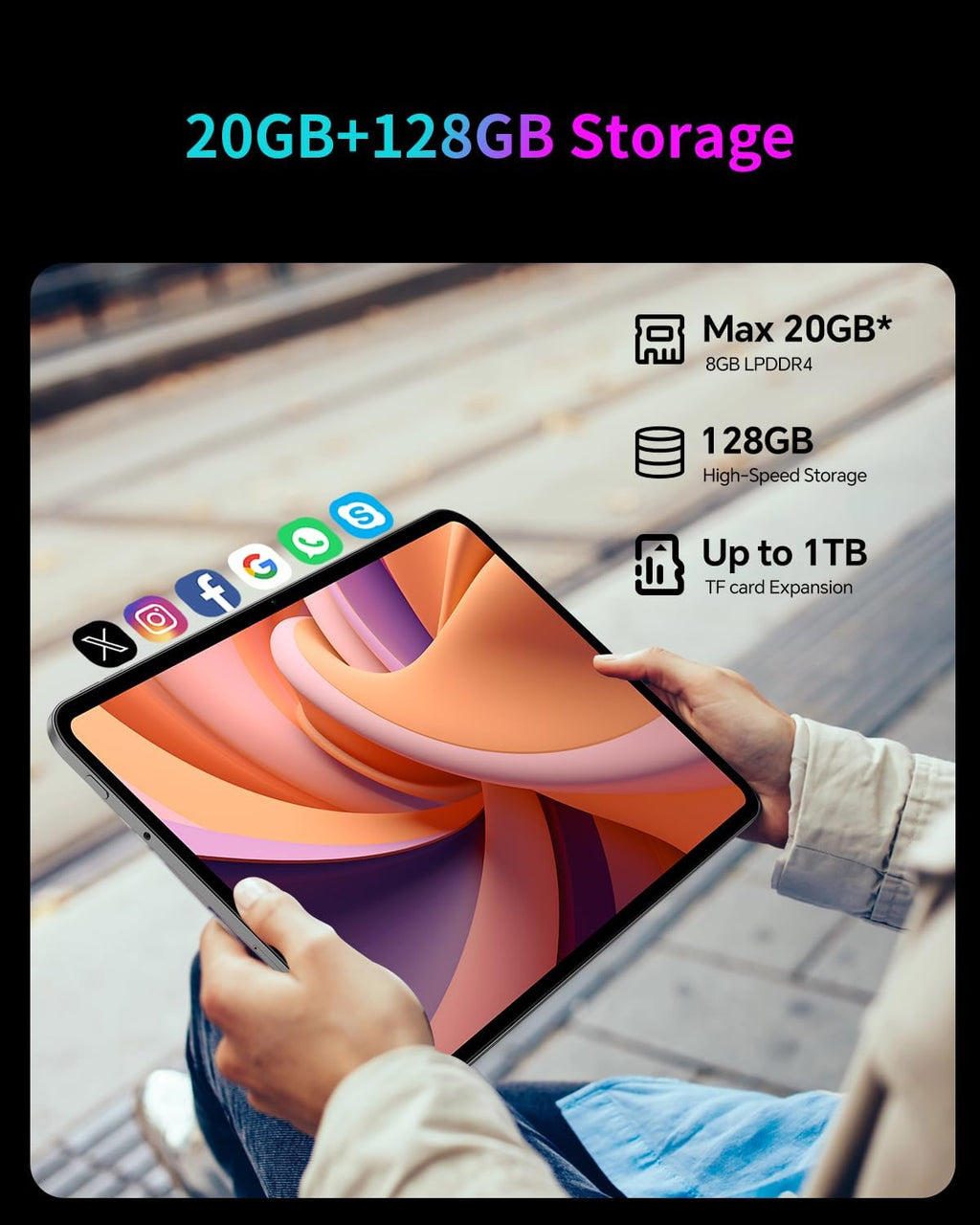 TECLAST Android 16 T65 13.4 inch Large Tablet, 20GB+128GB,120Hz 1920x1200 IPS Display,2.2Ghz Octa-Core Processor,10H 8000mAh Battery, 2.4GHz+5GHz WiFi,4G LTE,GPS, 3.5mm Headphone Jack for Music Lovers