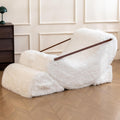 3-in-1 Adjustable Zero Gravity Floor Chair, Oversized Faux Fur Boneless Chair for Adults with Memory Foam & Washable Cover, Silent Rocker Recliner Lounge Chair for Reading, Nursing, Gaming, LightWhite