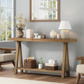 HOKYHOKY Solid Wood Console Tables - 63' Pinewood Farmhouse Rustic Hallway Table, Foyer Tables Living Room, Solid Firwood Sofa Table for Entryway, Brown