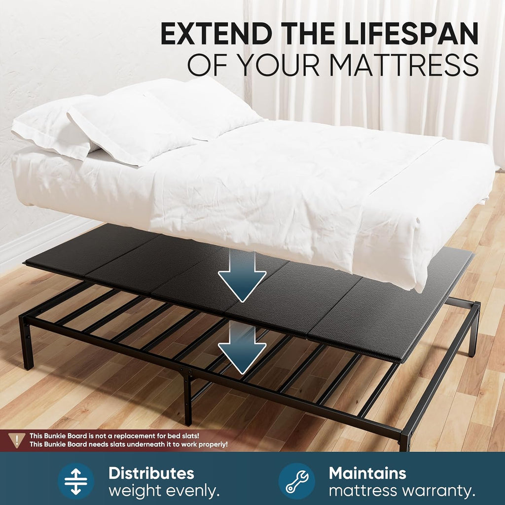 Bunkie Board Queen - Heavy Duty Reinforced Wood Bed Boards for Under Mattress, Universal Sleeper Sofa Support Board with Anti-Sag Design for Metal Bed Frame, Platform Beds&Pull Out Couches