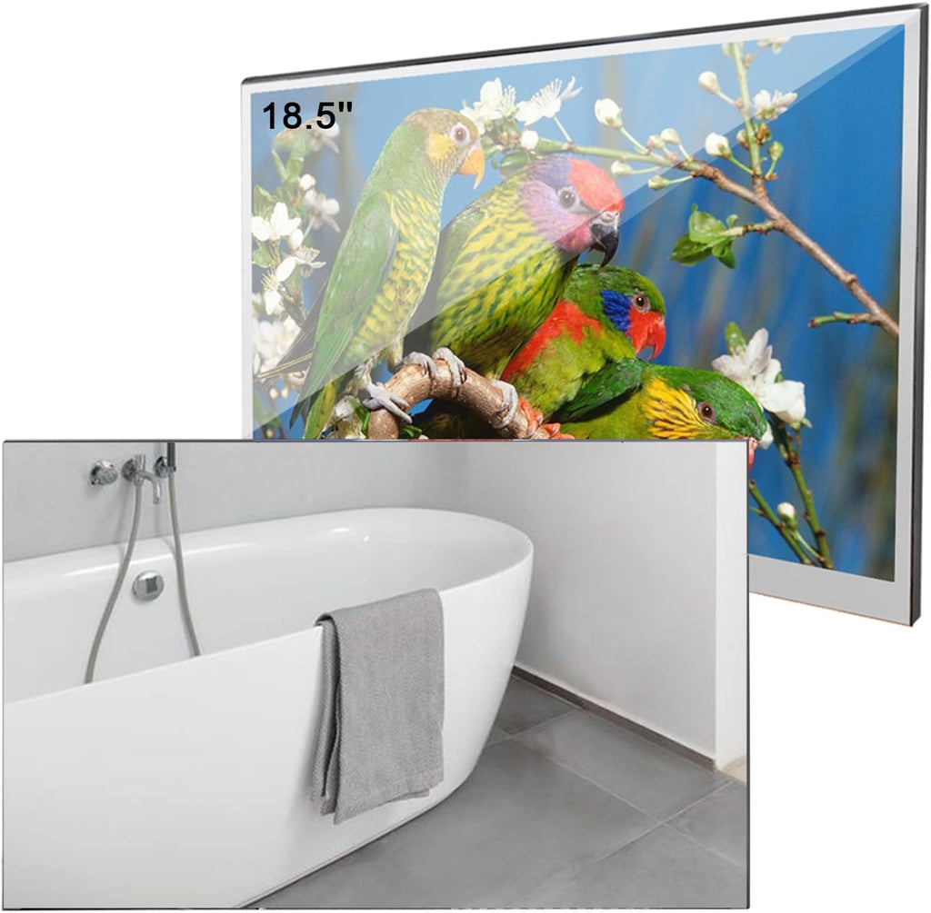 18.5 inch Smart Mirror TV for Bathroom,Waterproof TV ATSC Tunner Android 11.0 for Hotel/Kitchen,Built-in Speakers,Wi-fi & Bluetooth,M185-0BLS110,Model 2026