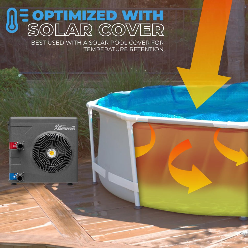 XtremepowerUS 14,800BTU/HR Pool Heater for 4,000 Gallons Above Ground Pools, Pool Heat Pump Pool Titanium Heat Exchanger, 115V