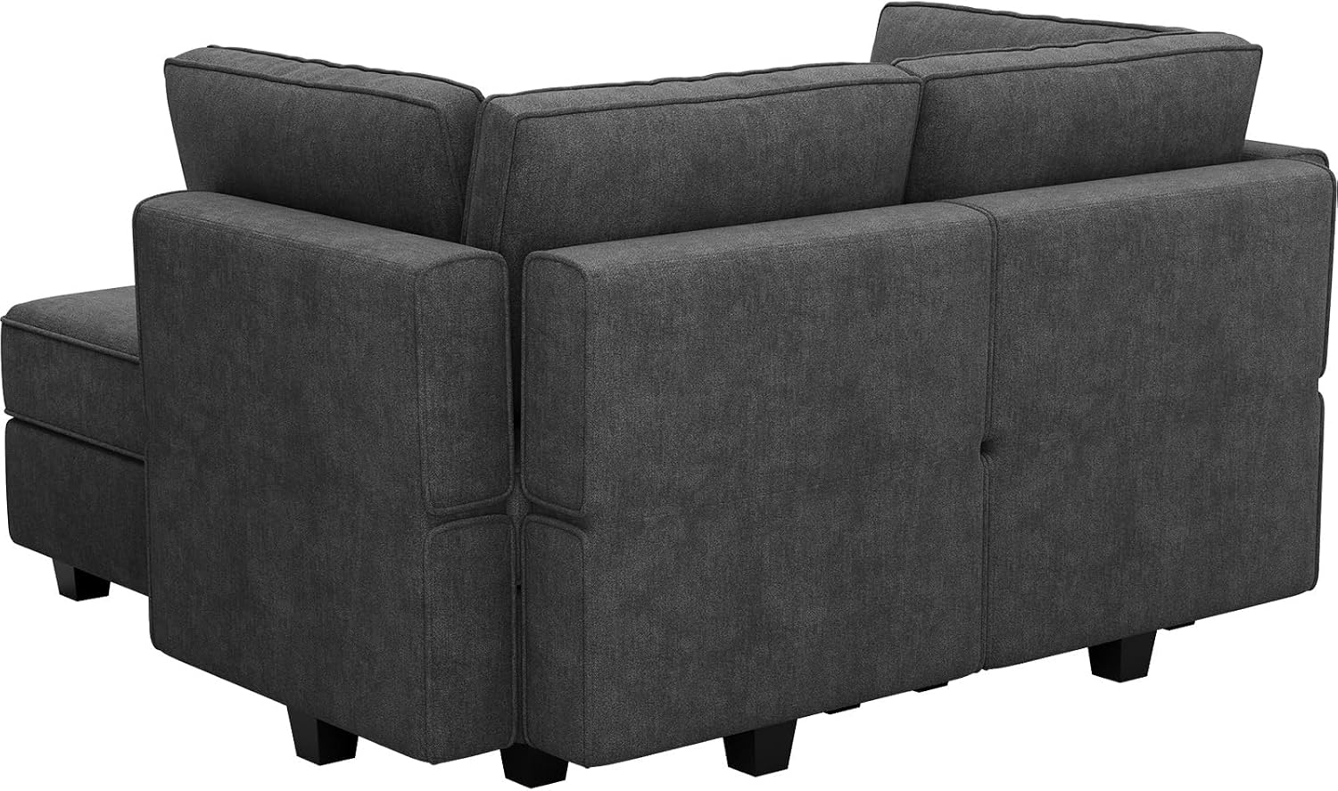 Bellfin Modular Sectional Sleeper Sofa Convertible Sofas with Storage Ottomans Small Sectional Couches for Living Room. Dark Grey Couch