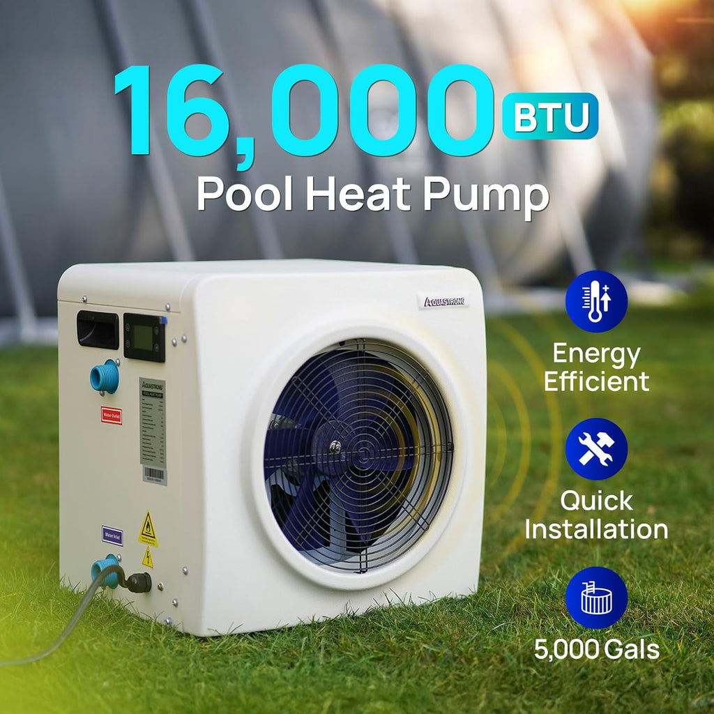 AQUASTRONG Swimming Pool Heat Pump,Electric Pool Heater for Above Ground and Inground Pool,Heating and Cooling Pool Heater Pools Up to, 5000 Gallons