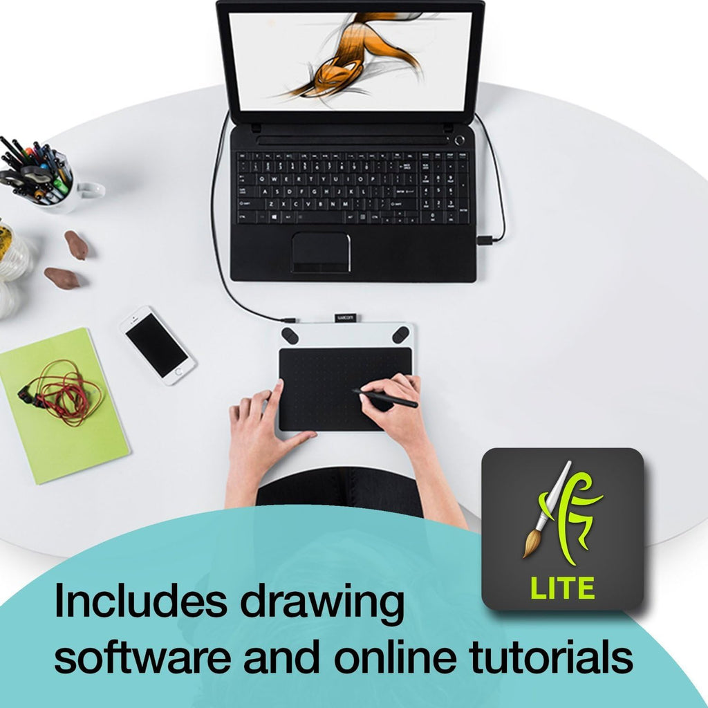 Wacom Intuos Draw CTL490 Digital Drawing and Graphics Tablet (white)
