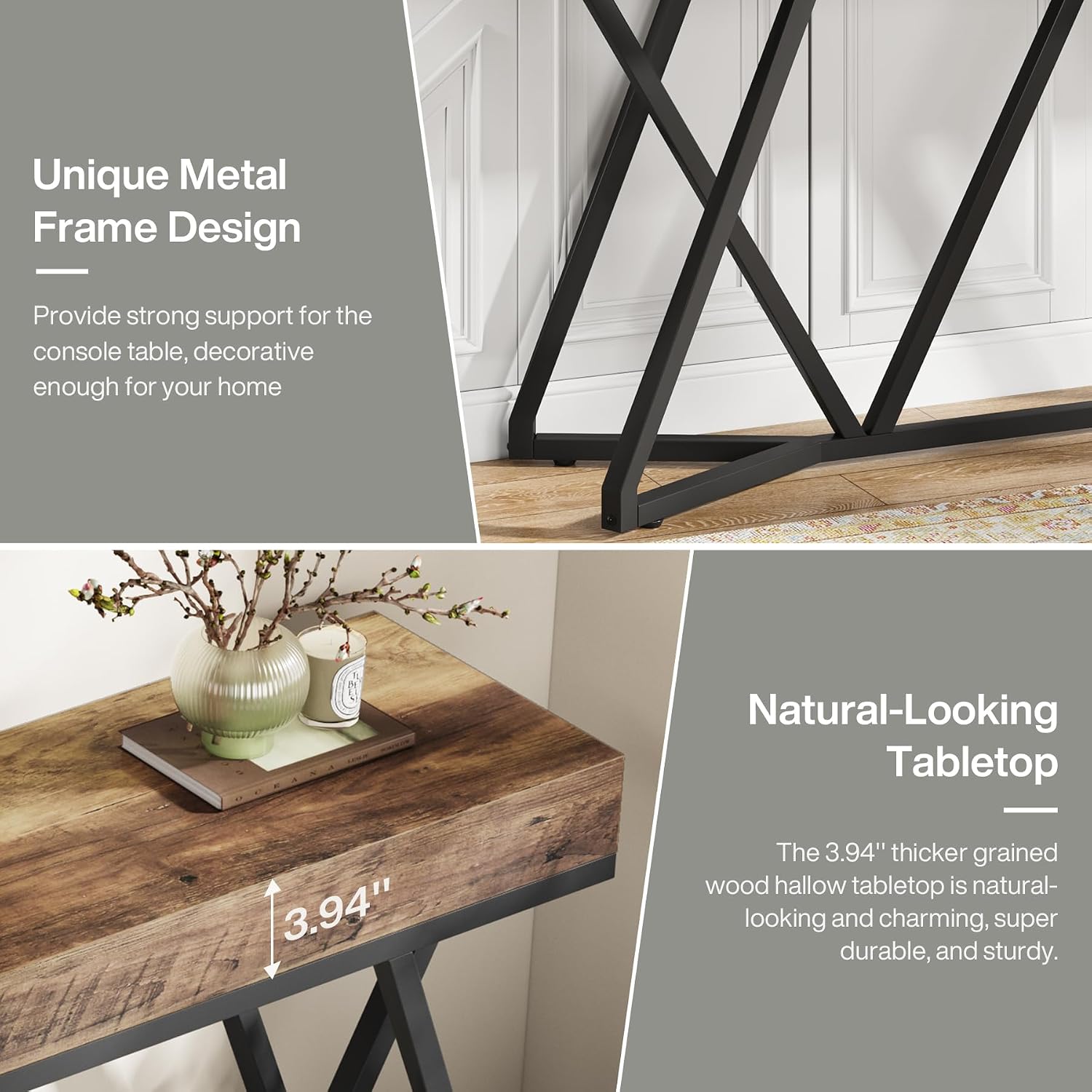 Tribesigns 55-Inch Console Tables for Entryway, Farmhouse Entry Sofa Table Behind Couch for Foyer, Hallway