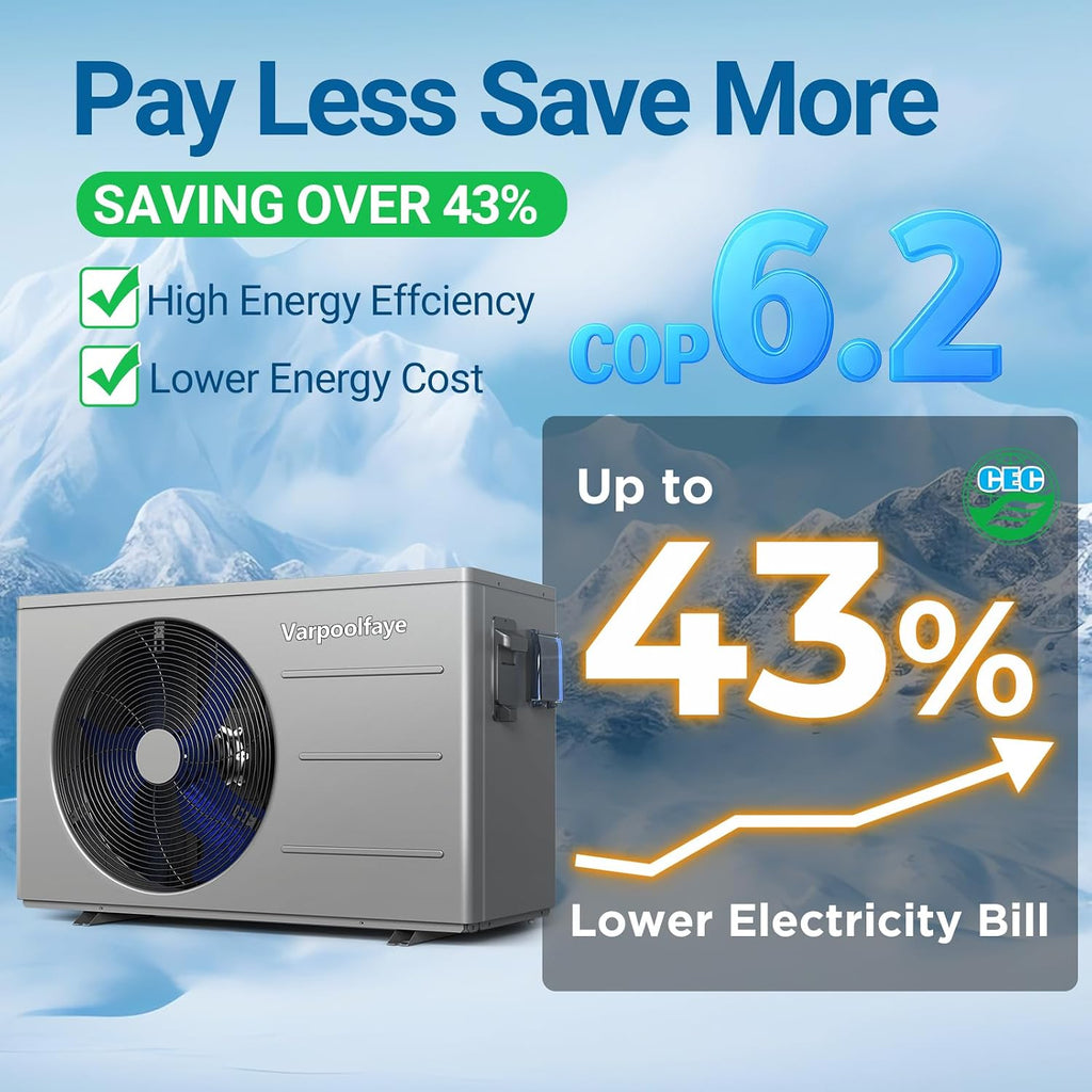 Above Ground Pool Heater 40000 BTU Swimming Pool Heater Pump Heating or Cooling Electric Inground Pool Heater 12000 Gallon WiFi Control Schedule 220V