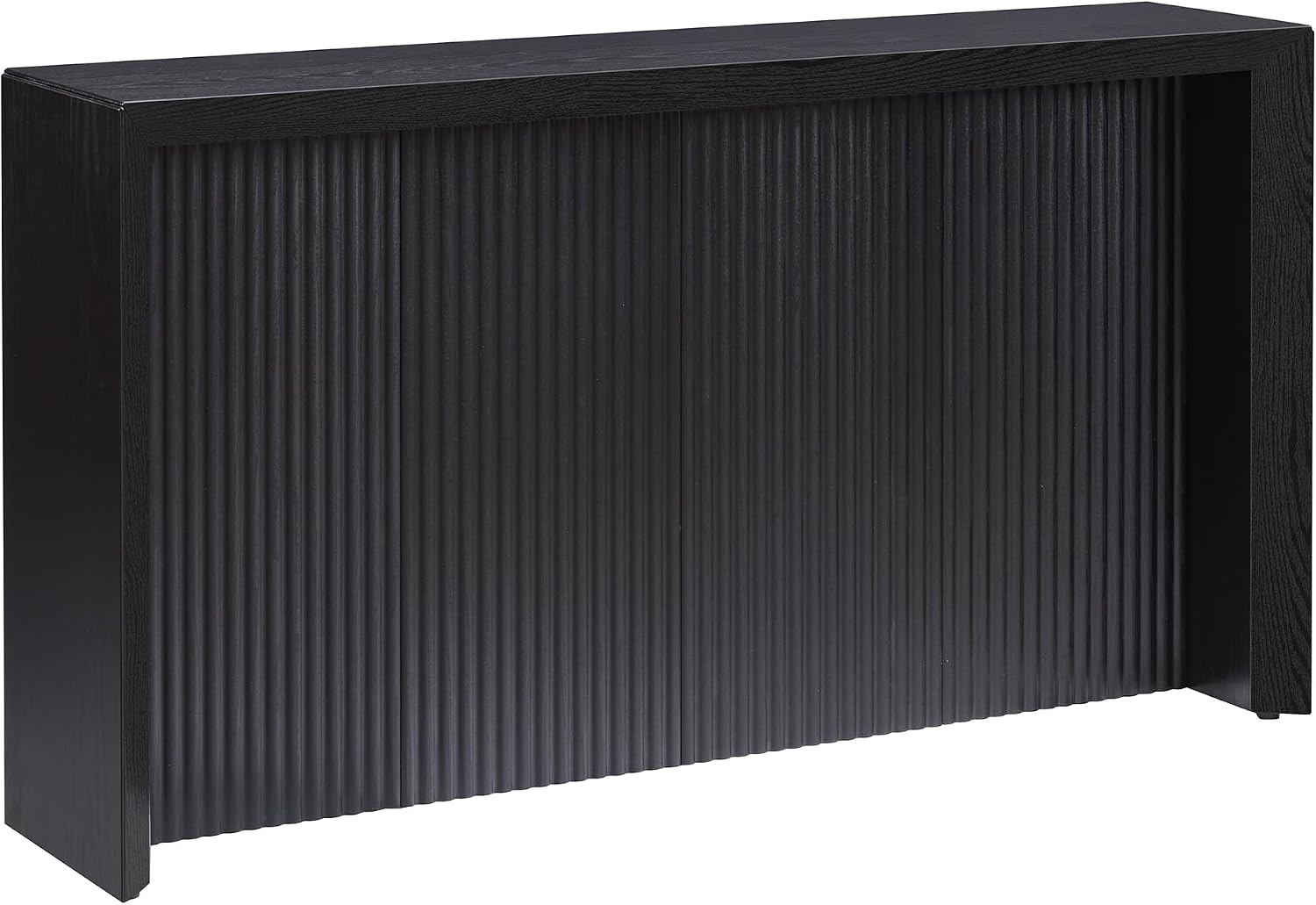 Henn&Hart 56' Fluted Wooden Rectangular Console Table Ribbed Entryway Table, Sofa Table for Entryway, Living Room, Couch, Hallway, or Office, Natural Black