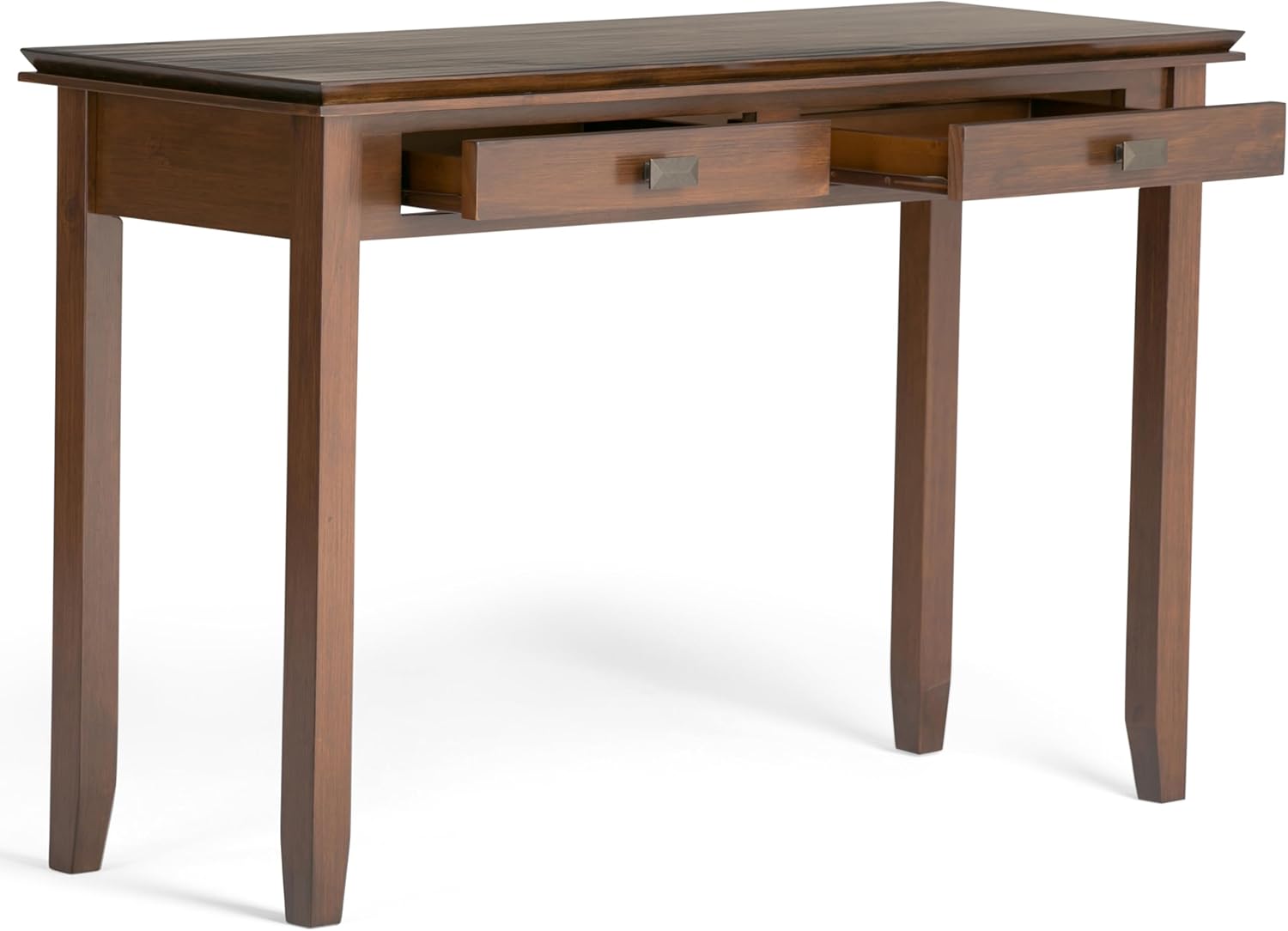 SIMPLIHOME Artisan Console Table - 46 Inch Wide Solid Wood Sofa Table in Russet Brown, Transitional Storage Table for Entryway or Living Room with 2 Drawers and Clean Angle-Edged Top