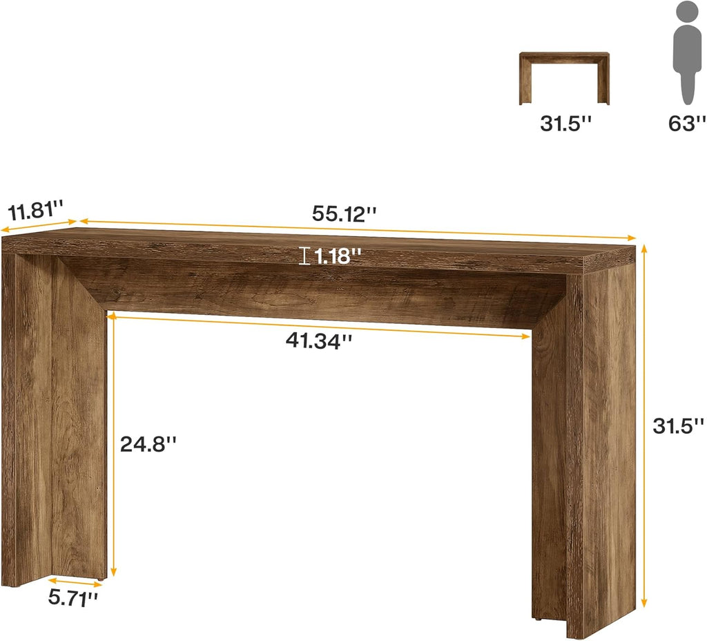 Tribesigns Farmhouse Console Table, 55-Inch Wooden Sofa Table with Storage for Entryway, Foyer, Hallway, Living Room, Easy Assembly (Rustic Brown)