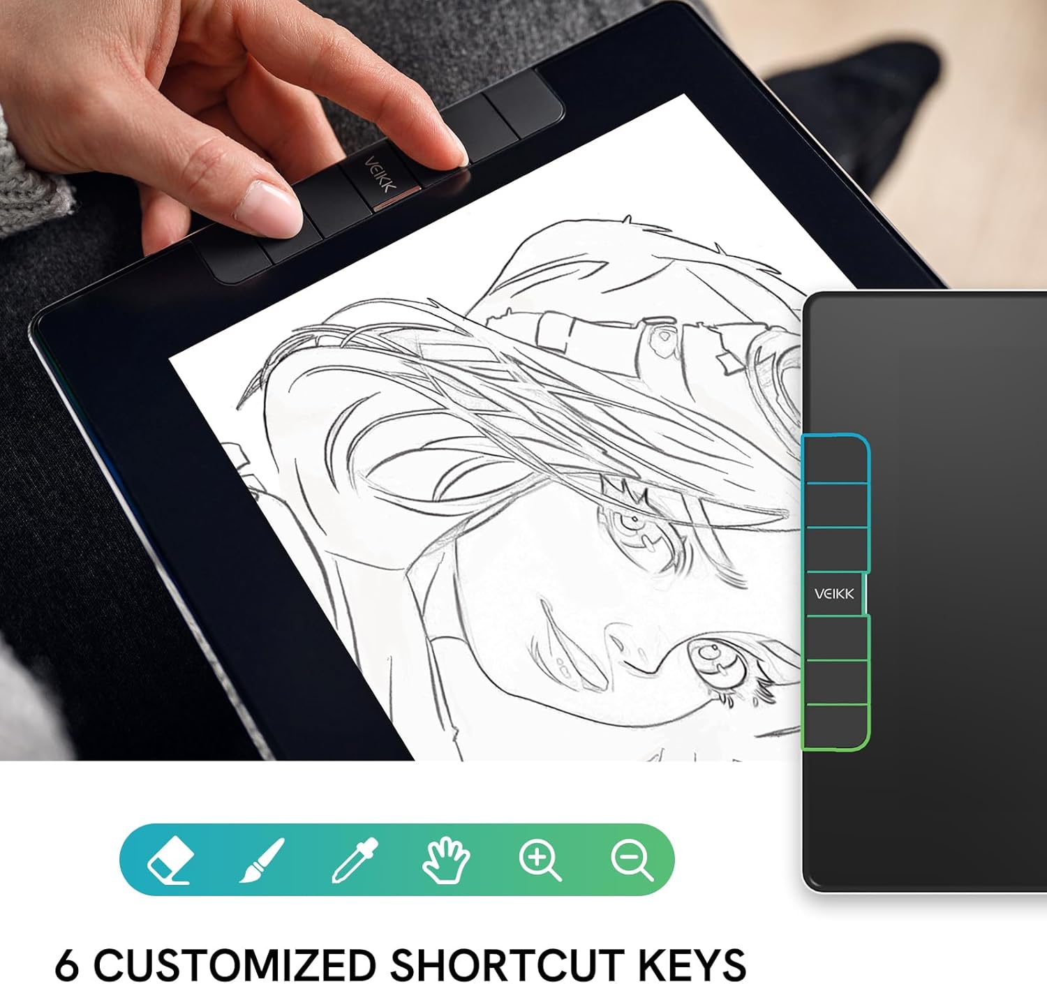 VEIKK VK1200V2 Drawing Tablet with Screen,11.6 Inch Full-Laminated Graphics Drawing Monitor,Upgraded 16384 Pressure Sensitivity, 2 Styluses, 120% sRGB,Graphics Tablet for PC Mac Linux Windows
