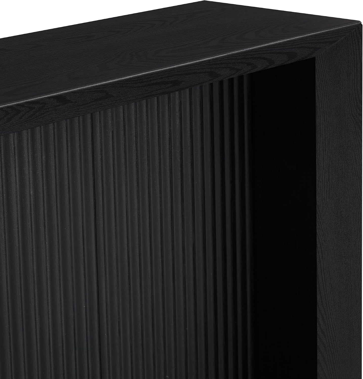 Henn&Hart 56' Fluted Wooden Rectangular Console Table Ribbed Entryway Table, Sofa Table for Entryway, Living Room, Couch, Hallway, or Office, Natural Black
