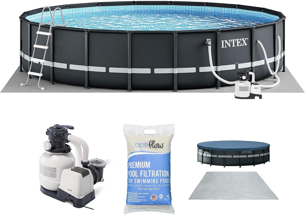 INTEX 26333EH Ultra XTR 20ft x 48in Above Ground Swimming Pool Set with Sand Filter Pump and OptiFlow 50lb Premium Filter Sand
