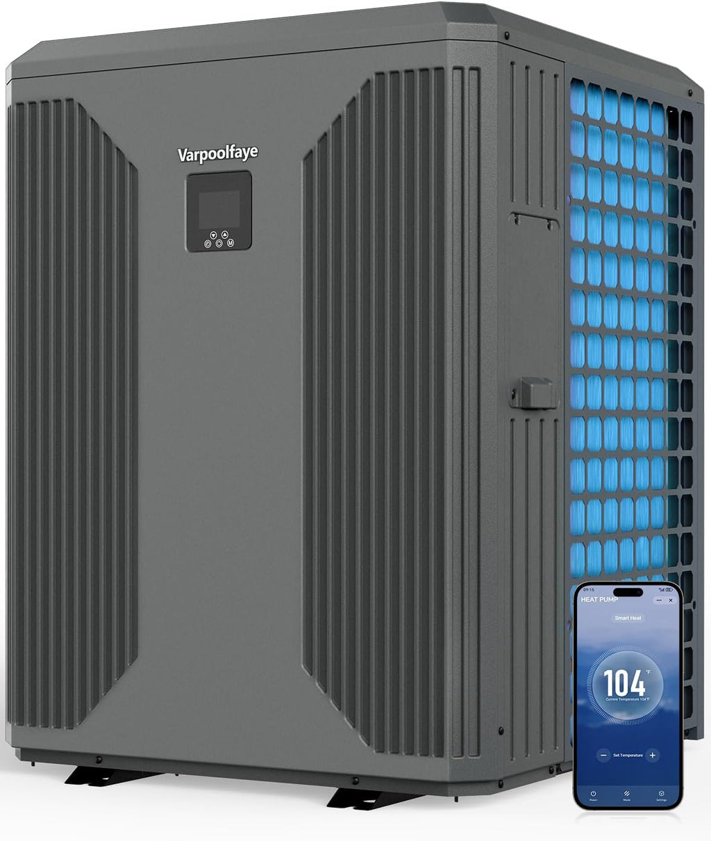 140,000 BTU Inverter Electric Pool Heater for Inground Pool Swimming Pool Heat Pump Up to 42,000 Gallons Heating Cooling WiFi Control 220v
