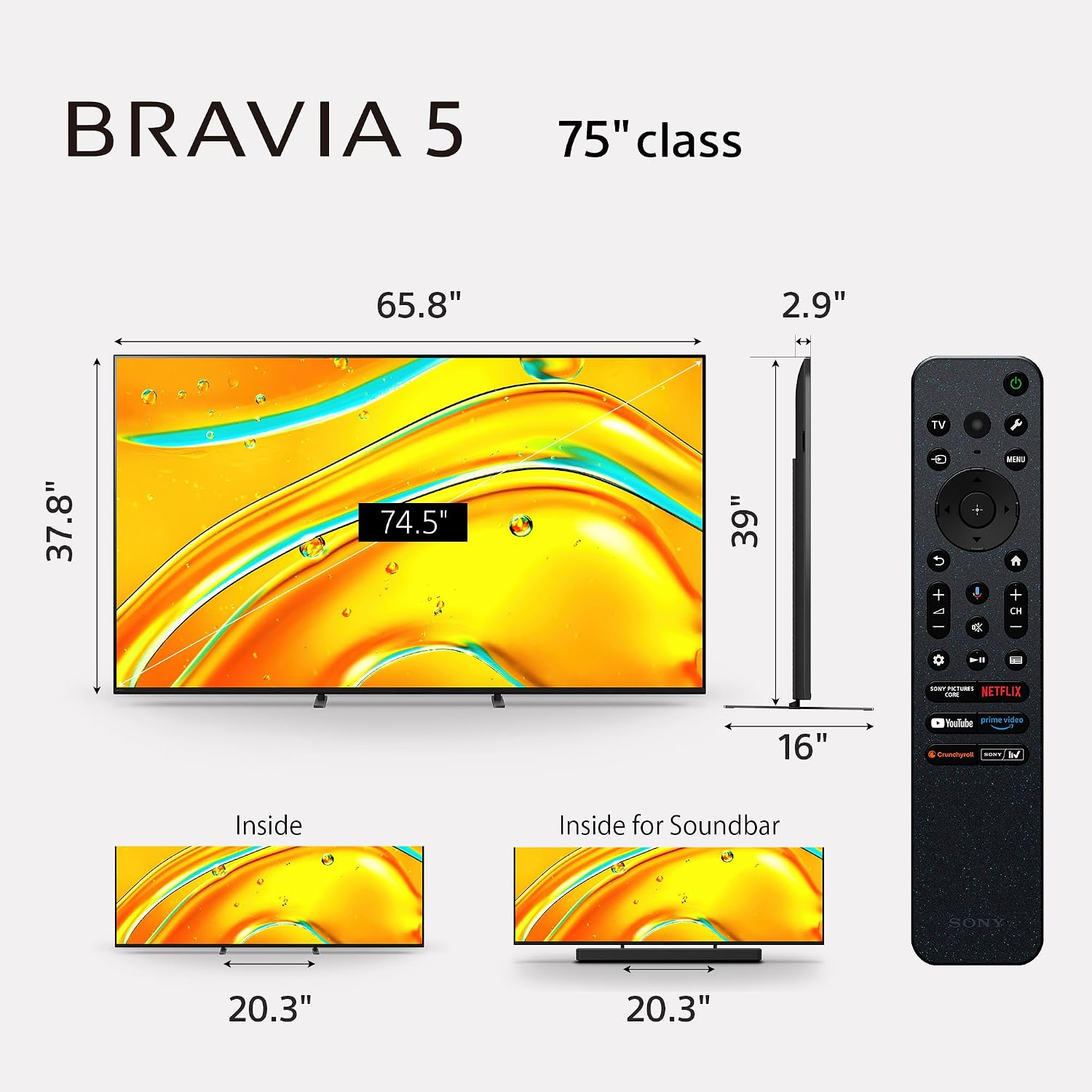 Sony BRAVIA 5 75 Inch TV, Mini LED, 4K Smart Google TV, XR Processor with AI Technology,120hz Television with Dolby Vision/Atmos, Exclusive Features for PlayStation®5, K-75XR50, 2025 Model (Renewed)