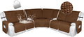HDCAXKJ 100% Waterproof Reclining Sectional Couch Covers L Shape Recliner Sofa Cover Washable Quilted Soft Pet Dog Corner Recliner Slipcovers with Pockets (5 Seat and 2 Middle Console, Chocolate)