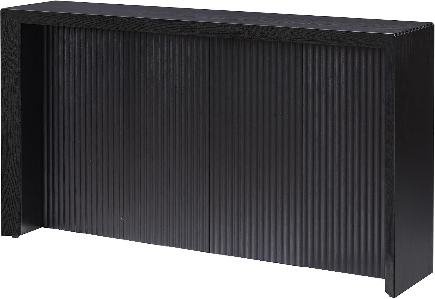 Henn&Hart 56' Fluted Wooden Rectangular Console Table Ribbed Entryway Table, Sofa Table for Entryway, Living Room, Couch, Hallway, or Office, Natural Black