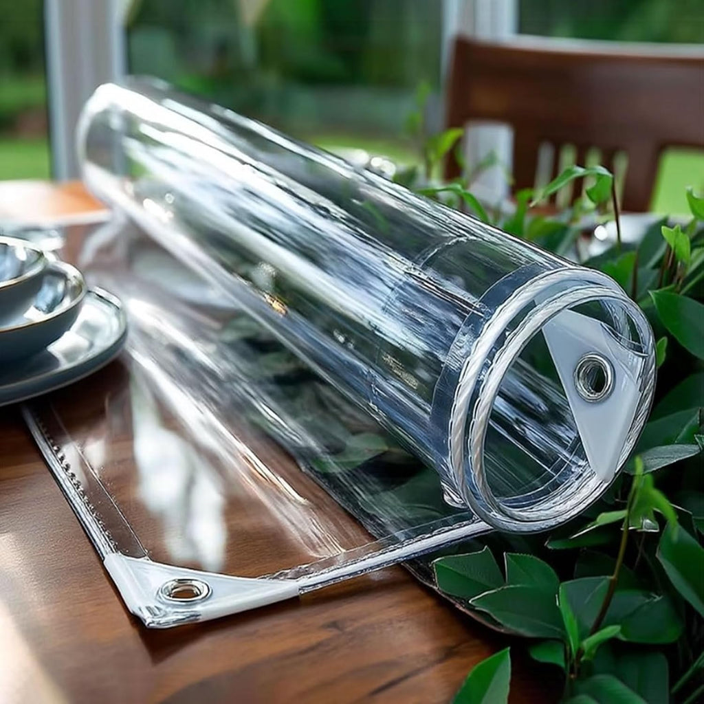 Clear Tarp Waterproof Clear Tarps with Grommets, Heavy Duty Plastic Tarps, 14Mil Thickened Transparent PVC Vinyl Tarpaulin Cover for Patio Pergola Garden Canopy Rainproof(16x18ft)
