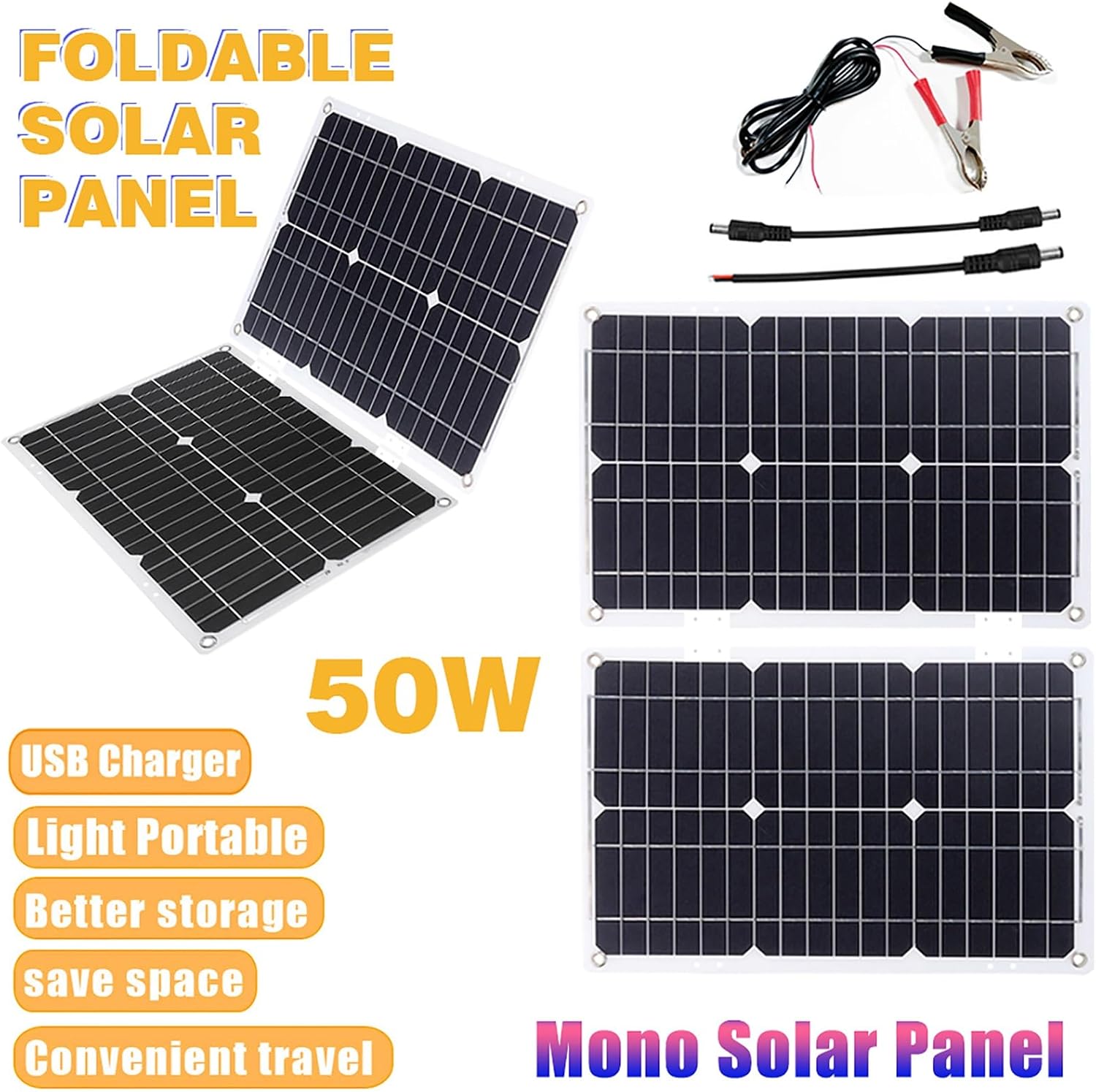 Inverter Solar Panel Kit 4000W 6000W 12V to 110V/220V Solar System Combo Solar Generator Home Grid System 50W Folding Photovoltaic Panel + 50A Controller(4000W,12V-220V)
