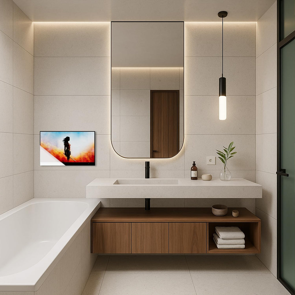 32' 4K UHD Smart Mirror TV – IP65 Waterproof for Bathroom/Hotel, ATSC Tuner, Built-in Voice Assistant, Wi-Fi, Integrated Speakers, 320A023, 2026 Model