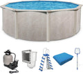 Aquarian Above Ground Pool Kit w/Pump & Leaf Skimmer, Phoenix Steel-Frame, 21', Transparent - Large Heavy-Duty Outdoor Family Swimming Pool for Backyard, Patio, and Yard