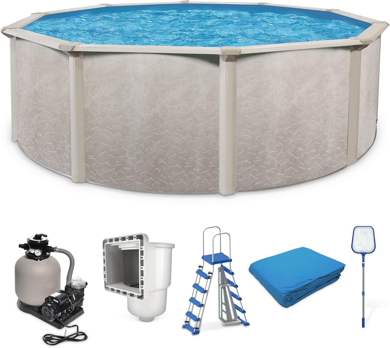 Aquarian Above Ground Pool Kit w/Pump & Leaf Skimmer, Phoenix Steel-Frame, 21', Transparent - Large Heavy-Duty Outdoor Family Swimming Pool for Backyard, Patio, and Yard