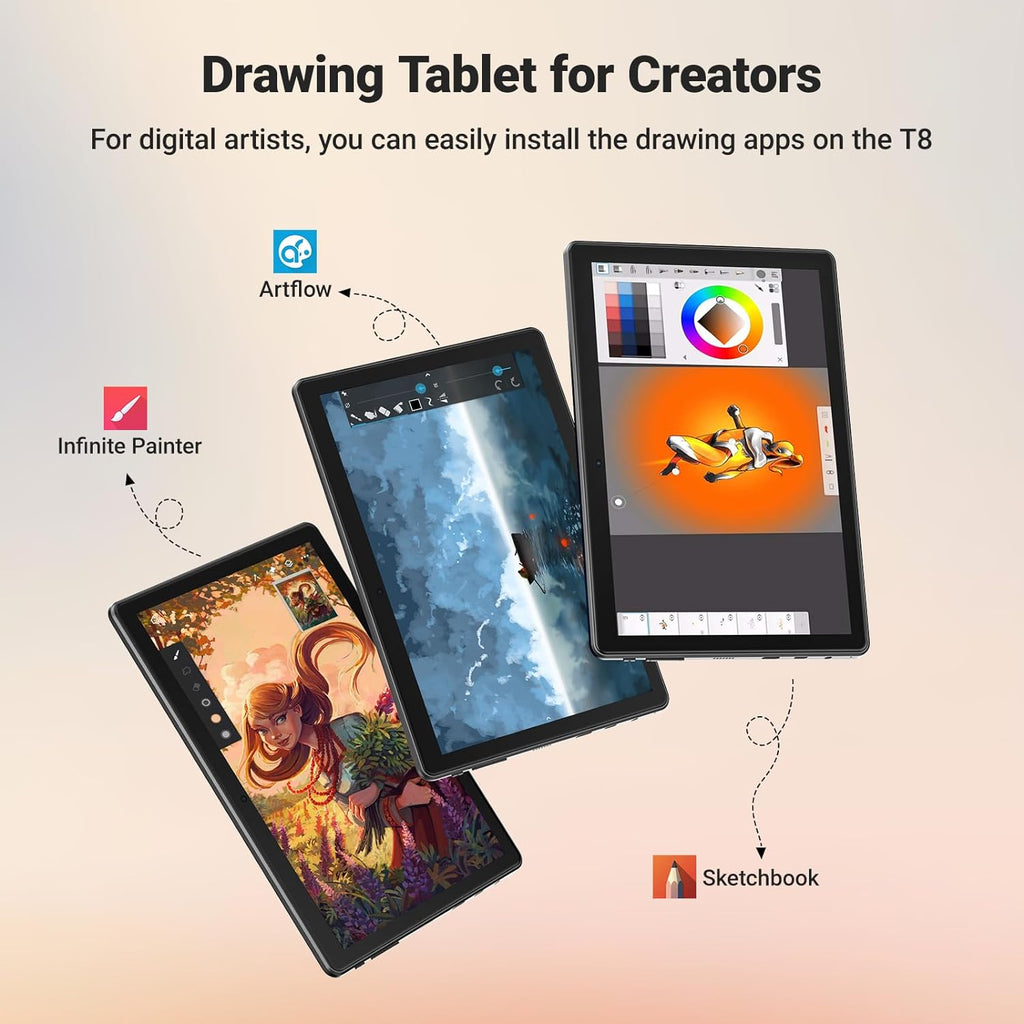 T8 Standalone Drawing Tablet with Screen,8 inch Screen, No Computer Needed,Stylus Pen,More Bonus,Drawing Apps Tutorials Pre-Installed,Best Gift for Beginner,Digital Artist,Designer