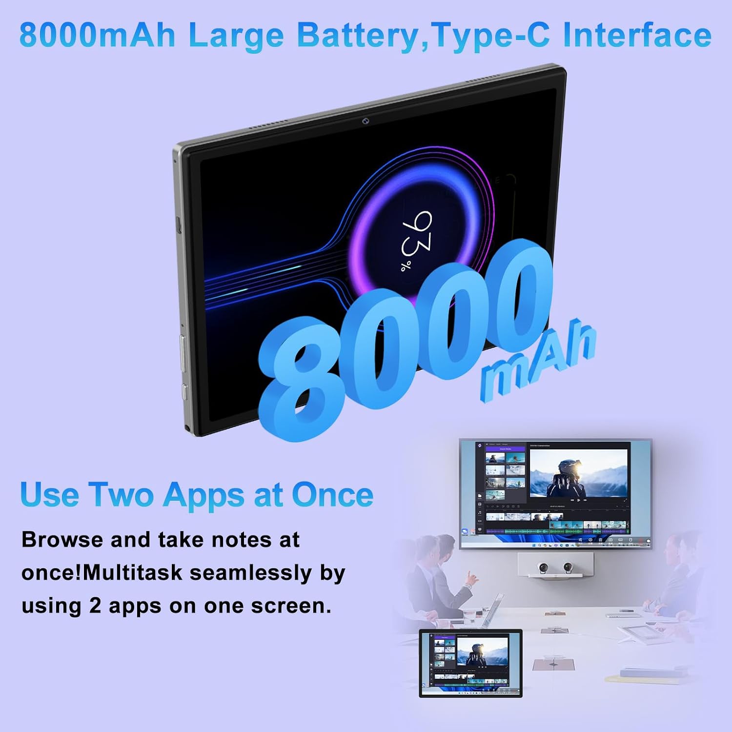 Android 15 Tablet, 30GB RAM + 128GB ROM 1TB TF, 2025 Tablet with Keyboard and Mouse, 10.1 inch Touchscreen, 8000mAh Battery, Incell Display, 2.0GHz, Gemini AI, 5G WiFi, BT 5.0, GPS- Metal Grey