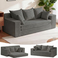 Oversized Boneless Loveseat, 3 Seater Pull Out Convertible Sofa Bed, 70' Gray Boneless Couch Fold Out Floor Couch Sleeper Sofa with 5 Pillows for Living Room Bedroom Lounge Small Space