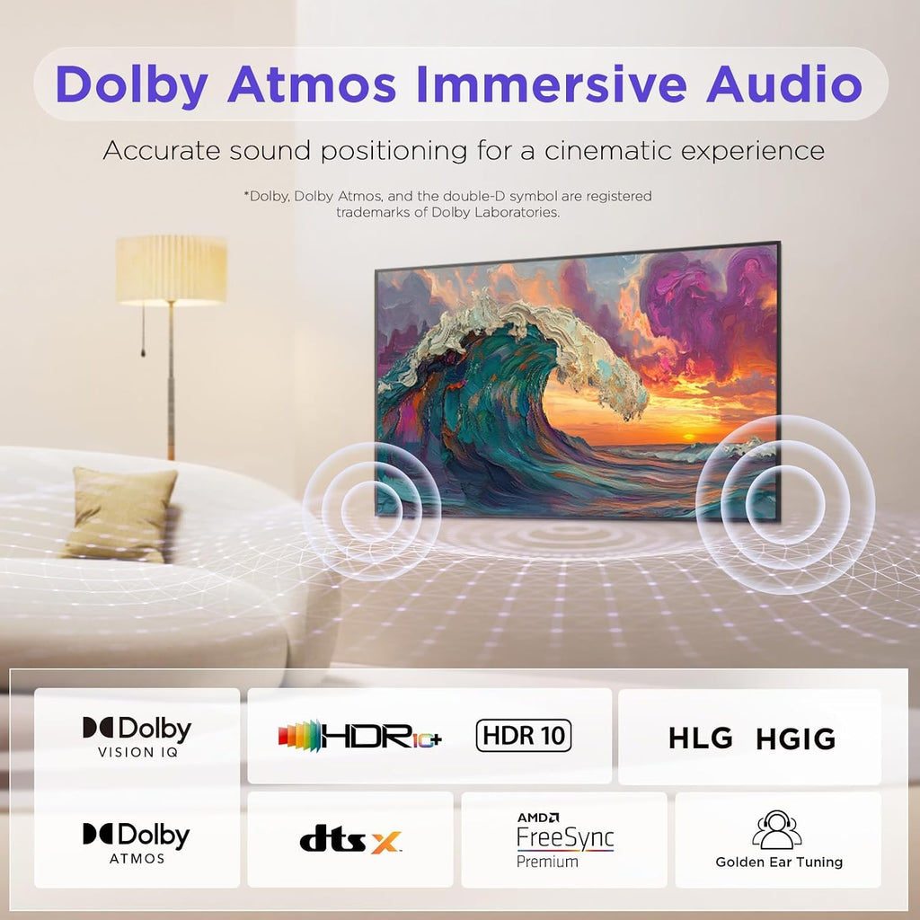 iFFALCON 65-Inch Class QLED 4K Smart TV, Ultra-Slim Picture Frame TV, 144Hz, HDR, Art Mode w/AI Art, Wide Color Gamut, Dolby Vision IQ, Dolby Atmos, Google Assistant Voice Remote(65F75, 2025 Model)