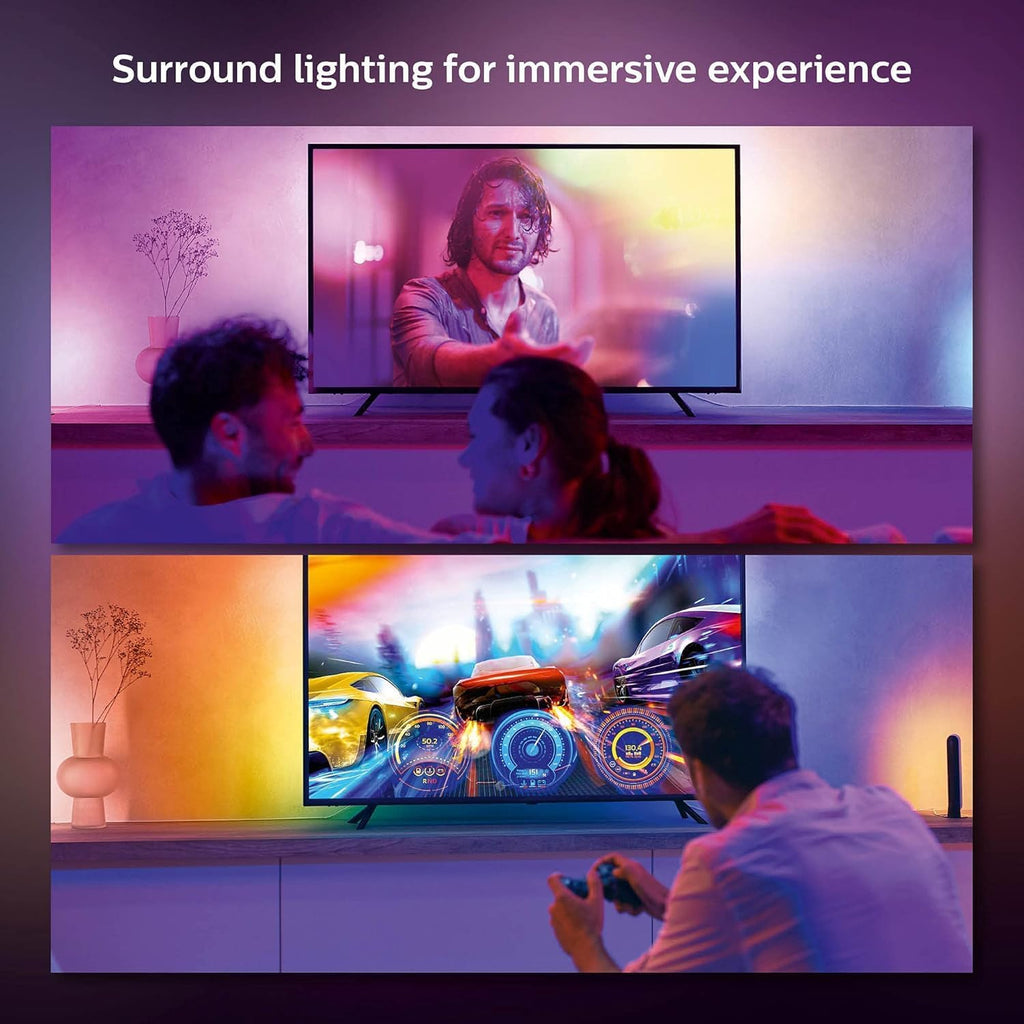 Philips Hue Gradient LED LightStrip (Sync with TV, Music and Gaming), Hue Hub & Hue Sync Box Required (65Inch) (Renewed)