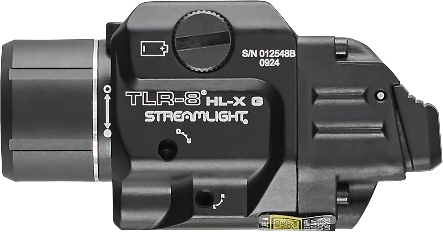 Streamlight 69475 TLR-8 HL-X G USB 1000-Lumen Weapon Rail-Mounted Rechargeable Tactical Flashlight with Integrated Green Aiming Laser, Includes Key Kit, Tool, and Rechargeable Battery, Black