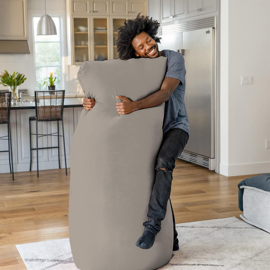 Yogibo Max 6-Foot Beanbag Chair, Bean Bag Couch with a Washable Outer Cover, Customer Favorite Cozy Sofa for Gaming, Reading, and Relaxing, Filled with Soft Micro-Beads, Light Grey