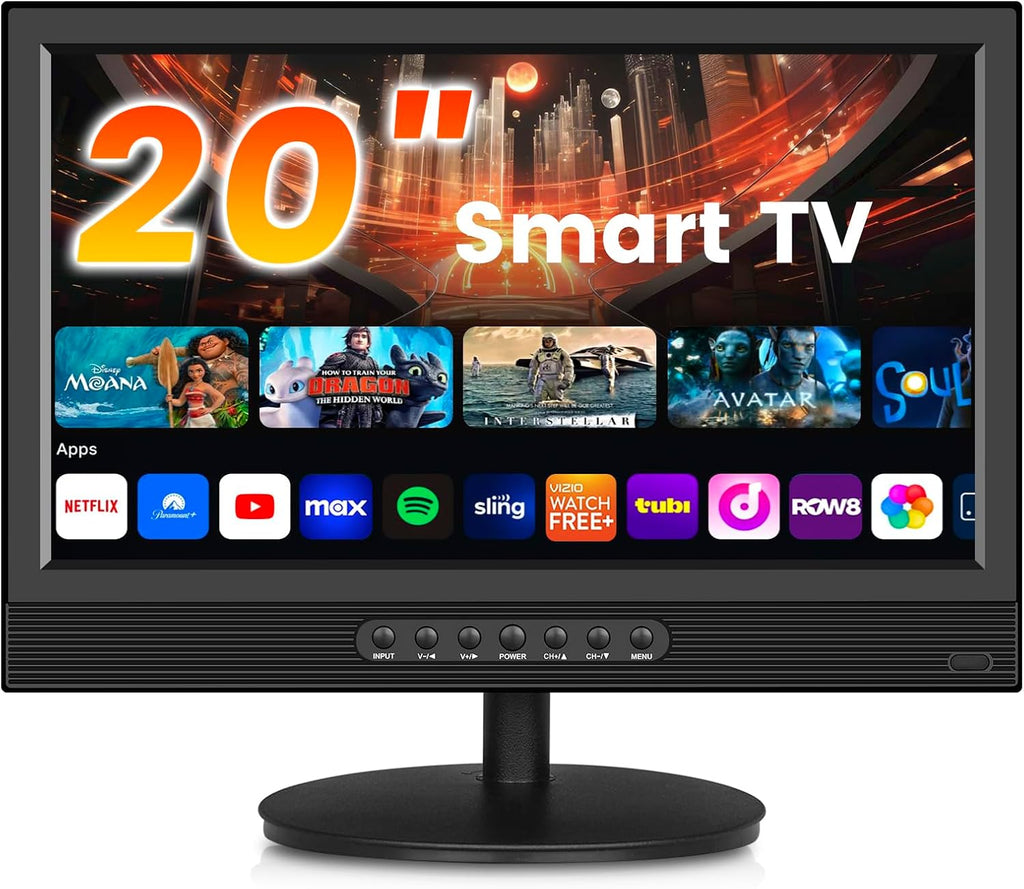 Jexiop 20inch Smart TV,Full HD 1080p LED Flat Screen with ATSC TV,with Built-in HDMI USB Suitable for Kitchen Kid's Room Basement or RV Camper