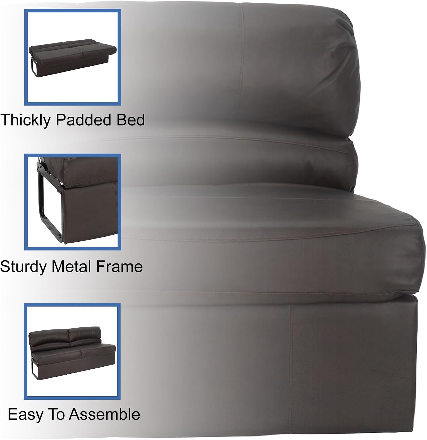 RecPro Charles RV Jackknife Sofa | Love Seat | Sleeper Sofa | Length Options 62', 68', 72' | 11' Legs and Hardware Included (68 Inch, Chestnut)