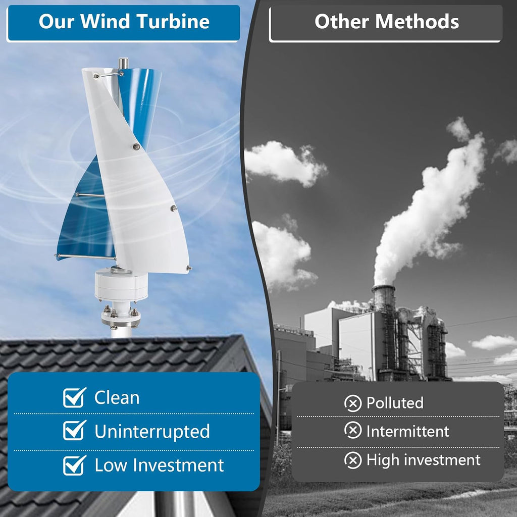 Wind Turbine,100W 12V Vertical Wind Turbine Generator Kit w/Controller,Automatically adjust,13m/s Rated Wind Speed for Home, Boats, Gazebos, etc