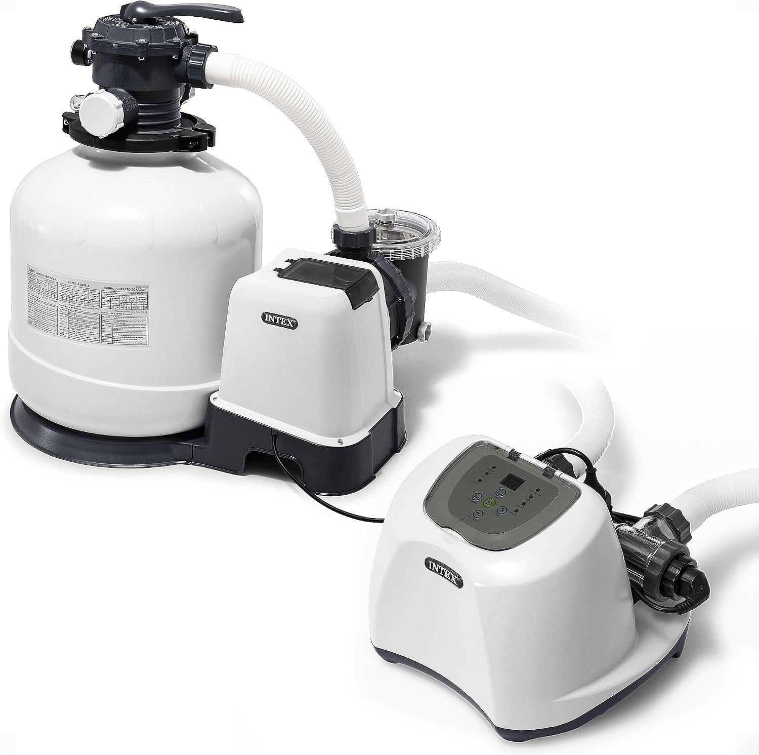 Intex 3000 GPH Sand Filter Pump with Built-In Timer and Krystal Clear Saltwater System Maintenance Set for Above Ground Outdoor Swimming Pools