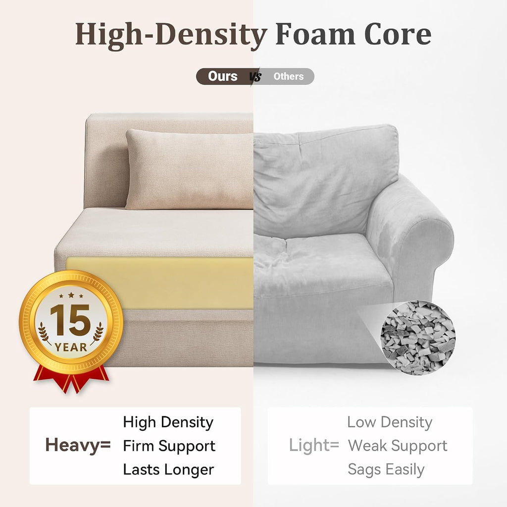 Fold Out Chair Bed, Folding Sofa Bed with High-Density Support Foam, Portable 3 in 1 Convertible Chair Bed Sleeper for Adults, Versatile Floor Couch for Living Room Bedroom, White | Washable Cover, Sleeper Chair, Folding Sofa Bed